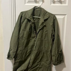 green jumpsuit